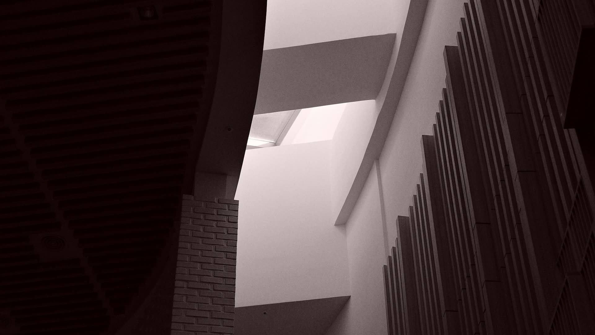 Modern architectural interior with curved walls